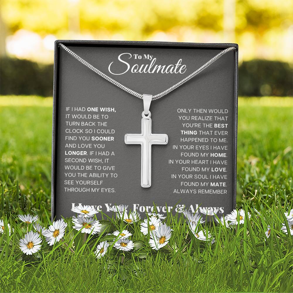 Jewelry To My Soulmate, In Your Soul I Have Found My Mate - Stainless Steel Cross Necklace GiftsByJeff Gifts By Jeff Pittsburgh PA