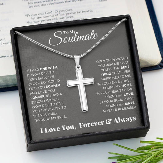 Jewelry To My Soulmate, In Your Soul I Have Found My Mate - Stainless Steel Cross Necklace GiftsByJeff Gifts By Jeff Pittsburgh PA