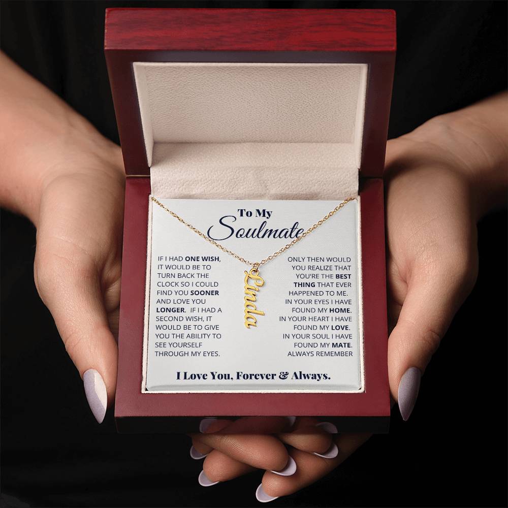 Jewelry To My Soulmate - Personalized Verticle Name Necklace GiftsByJeff Gifts By Jeff Pittsburgh PA