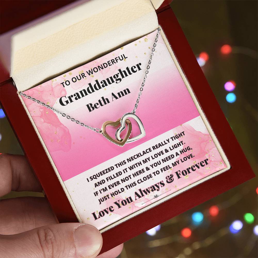 Jewelry To Our Wonderful Granddaughter (Personalized) - If I'm Ever Not Here & You Need A Hug, Just Hold This Close To Feel My Love. - Name Necklace GiftsByJeff Gifts By Jeff Pittsburgh PA