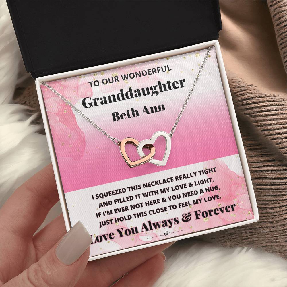 Jewelry To Our Wonderful Granddaughter (Personalized) - If I'm Ever Not Here & You Need A Hug, Just Hold This Close To Feel My Love. - Name Necklace GiftsByJeff Gifts By Jeff Pittsburgh PA