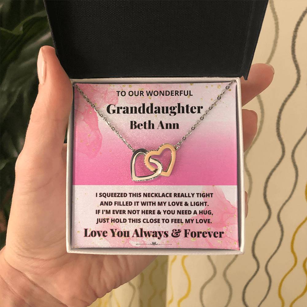 Jewelry To Our Wonderful Granddaughter (Personalized) - If I'm Ever Not Here & You Need A Hug, Just Hold This Close To Feel My Love. - Name Necklace GiftsByJeff Gifts By Jeff Pittsburgh PA