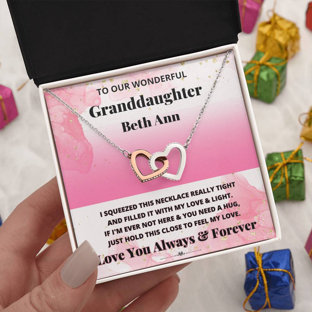 Jewelry To Our Wonderful Granddaughter (Personalized) - If I'm Ever Not Here & You Need A Hug, Just Hold This Close To Feel My Love. - Name Necklace GiftsByJeff Gifts By Jeff Pittsburgh PA