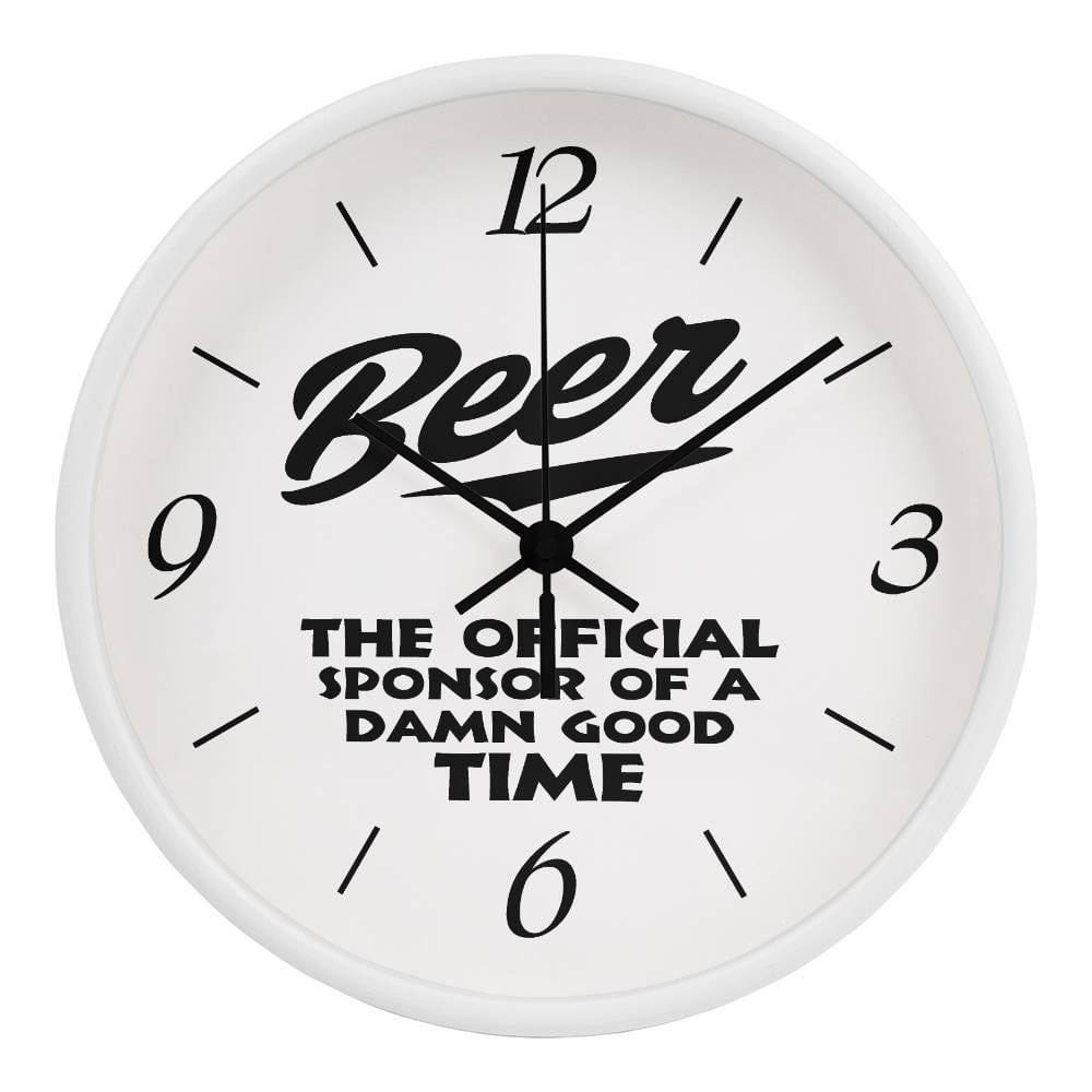 Jewelry White / Black BEER, The Official Sponsor Of A Damn Good Time - 10" Wood Framed Wall Clock GiftsByJeff Gifts By Jeff Pittsburgh PA