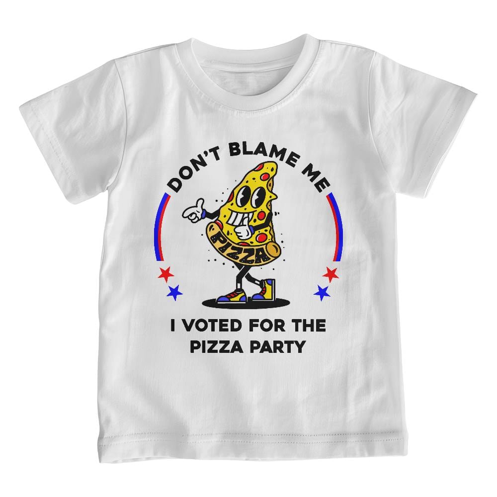 Jewelry White / Large Youth Sized White T-shirt ~ Don't Blame Me, I Voted For The Pizza Party. Funny Political Parody kids shirt GiftsByJeff Gifts By Jeff Pittsburgh PA