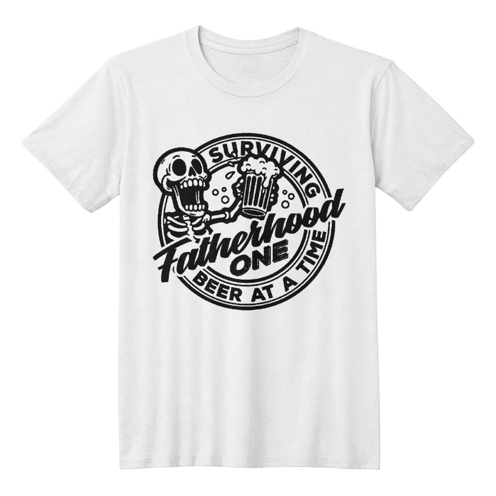 Jewelry White / M Perfect Gift For Dad - Surviving Fatherhood One Beer At A Time - T-Shirt in White GiftsByJeff Gifts By Jeff Pittsburgh PA