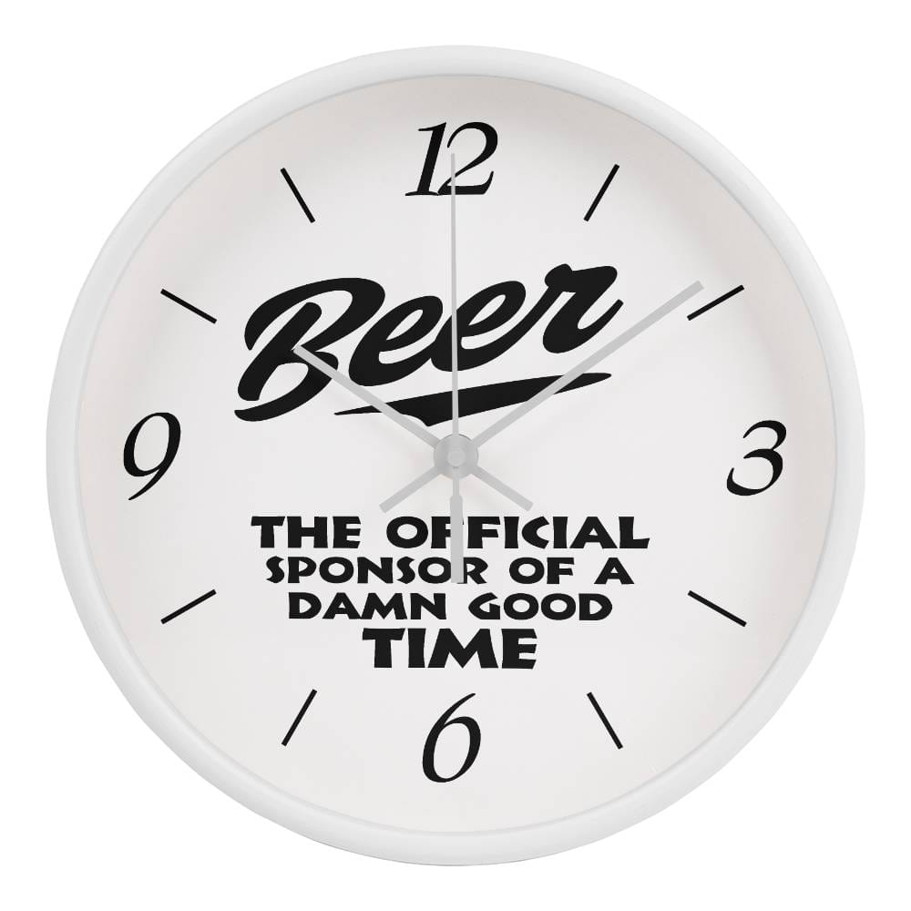 Jewelry White / White BEER, The Official Sponsor Of A Damn Good Time - 10" Wood Framed Wall Clock GiftsByJeff Gifts By Jeff Pittsburgh PA