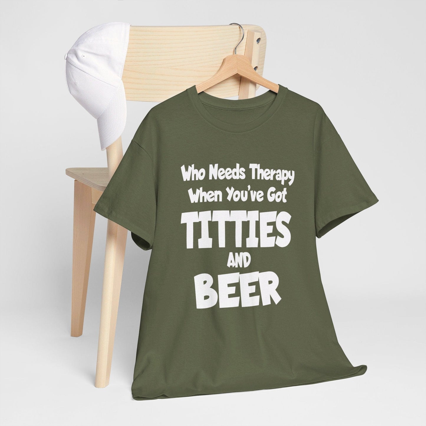 T-Shirt Who Needs Therapy When You’ve Got Titties And Beer? - Gildan 5000 Unisex T-shirt GiftsByJeff Gifts By Jeff Pittsburgh PA