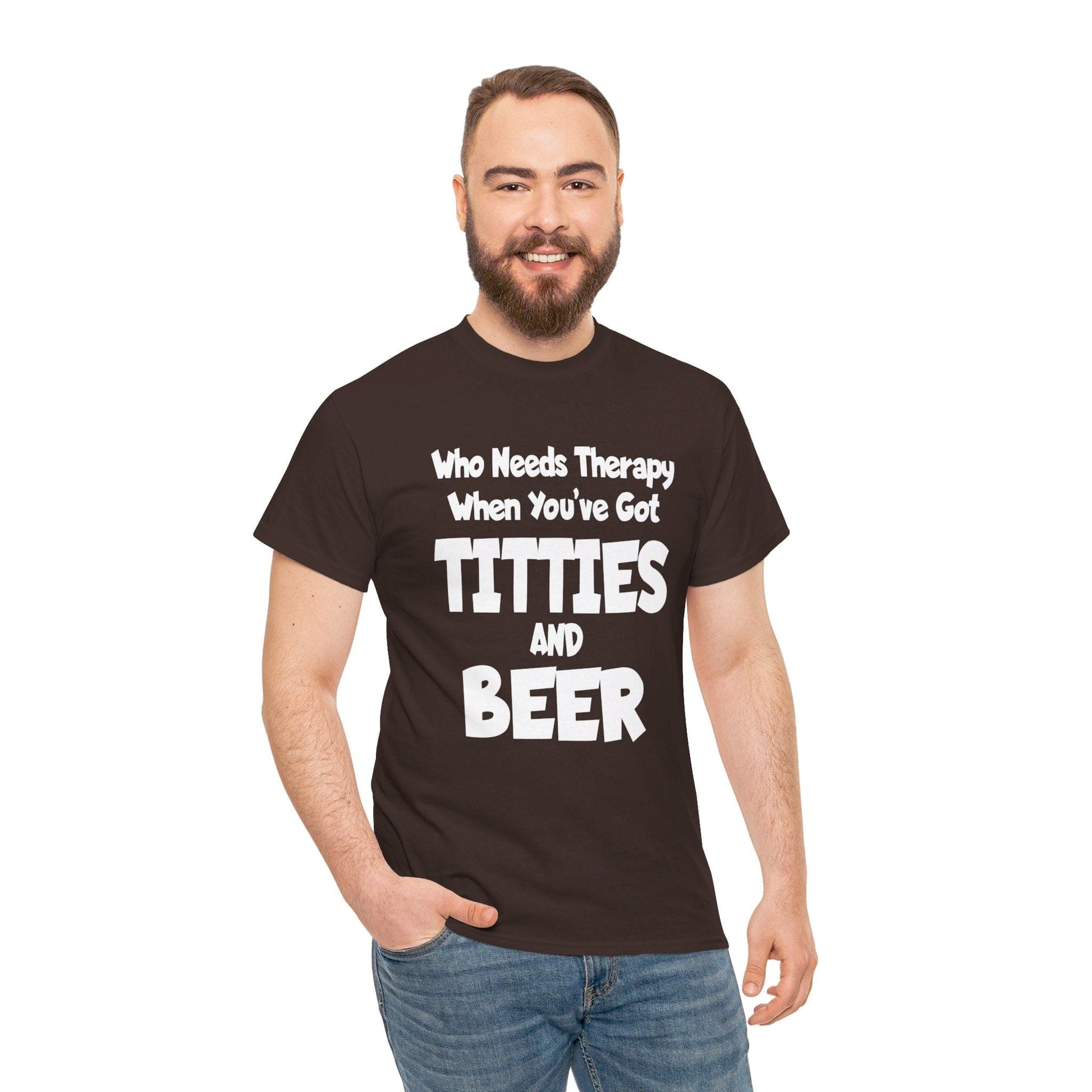 T-Shirt Who Needs Therapy When You’ve Got Titties And Beer? - Gildan 5000 Unisex T-shirt GiftsByJeff Gifts By Jeff Pittsburgh PA