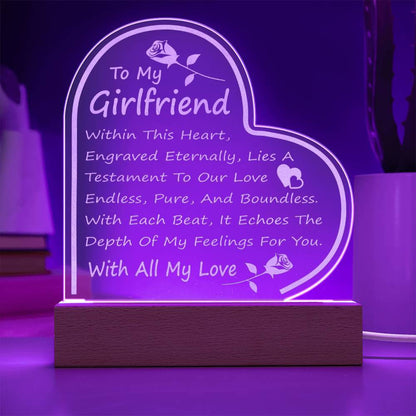 Jewelry Wood LED Base with Cord Infinite Love Engraved Heart Plaque - For Girlfriend GiftsByJeff Gifts By Jeff Pittsburgh PA