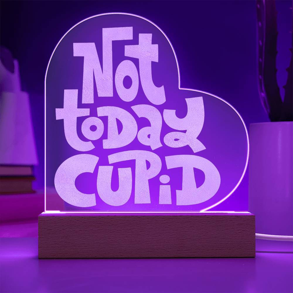 Jewelry Wood LED Base with Cord Not Today Cupid ~ Anti Valentine's Engraved Acrylic Heart Plaque GiftsByJeff Gifts By Jeff Pittsburgh PA