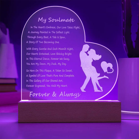 Jewelry Wood LED Base with Cord Soulmate You Hold My Heart ~ Engraved Acrylic Plaque GiftsByJeff Gifts By Jeff Pittsburgh PA