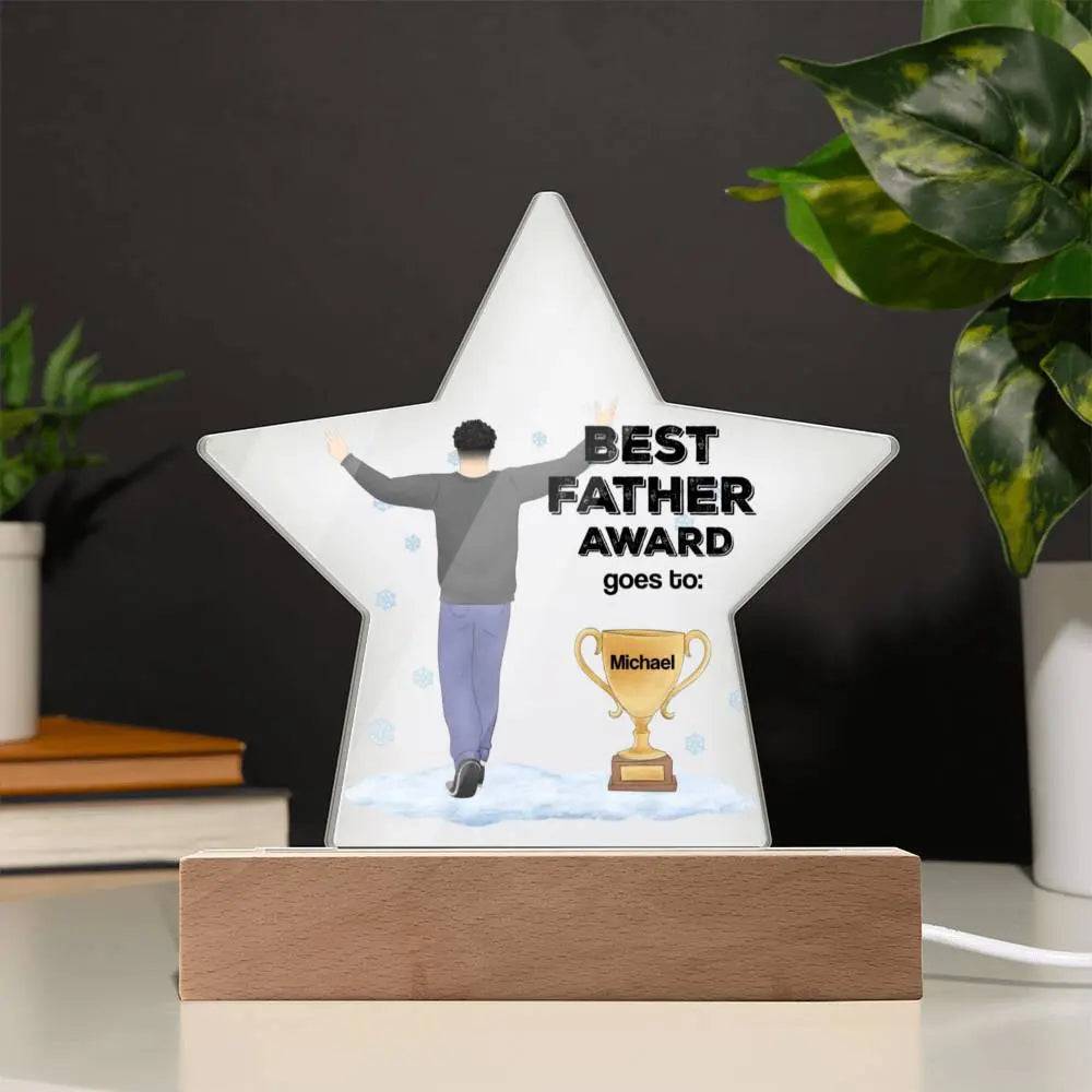 Jewelry Wooden Base Best Father Award (Personalized) ~ Star Acrylic Plaque GiftsByJeff Gifts By Jeff Pittsburgh PA