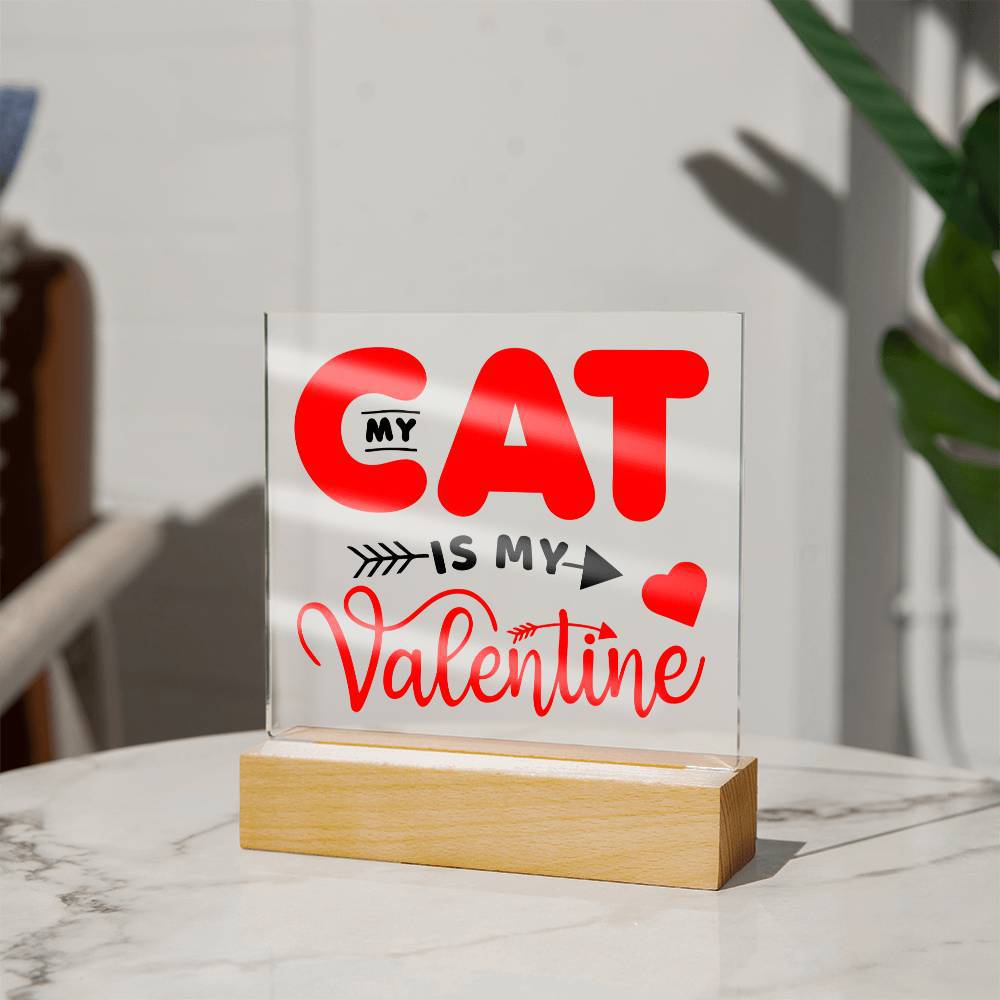 Jewelry Wooden Base My Cat Is My Valentine ~ Acrylic Square Plaque GiftsByJeff Gifts By Jeff Pittsburgh PA