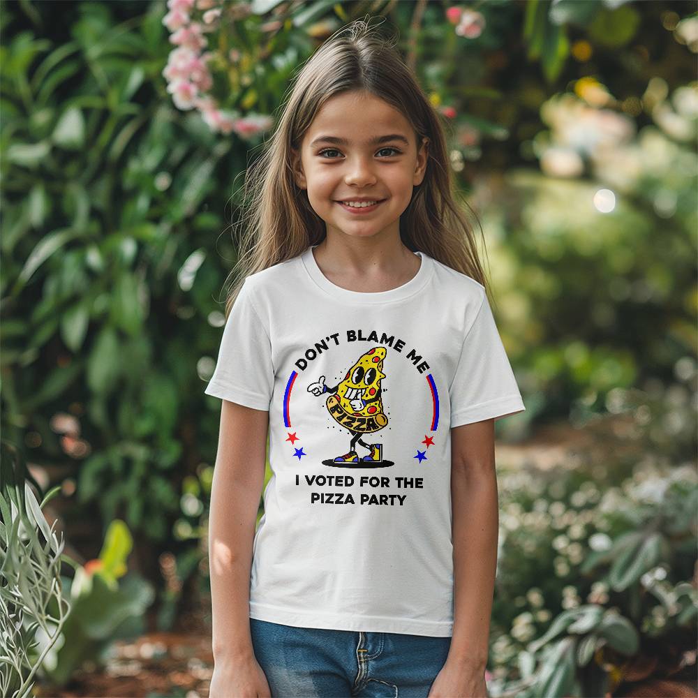 Jewelry Youth Sized White T-shirt ~ Don't Blame Me, I Voted For The Pizza Party. Funny Political Parody kids shirt GiftsByJeff Gifts By Jeff Pittsburgh PA