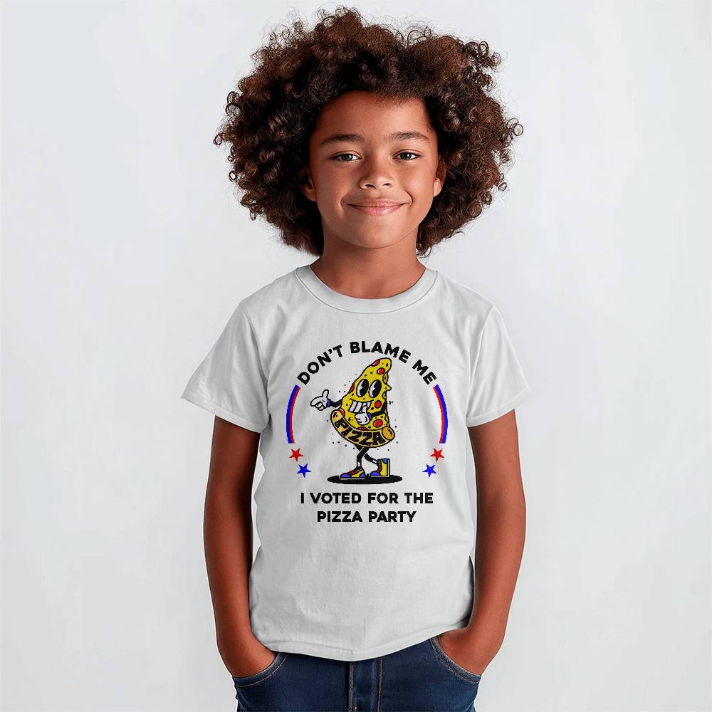 Jewelry Youth Sized White T-shirt ~ Don't Blame Me, I Voted For The Pizza Party. Funny Political Parody kids shirt GiftsByJeff Gifts By Jeff Pittsburgh PA