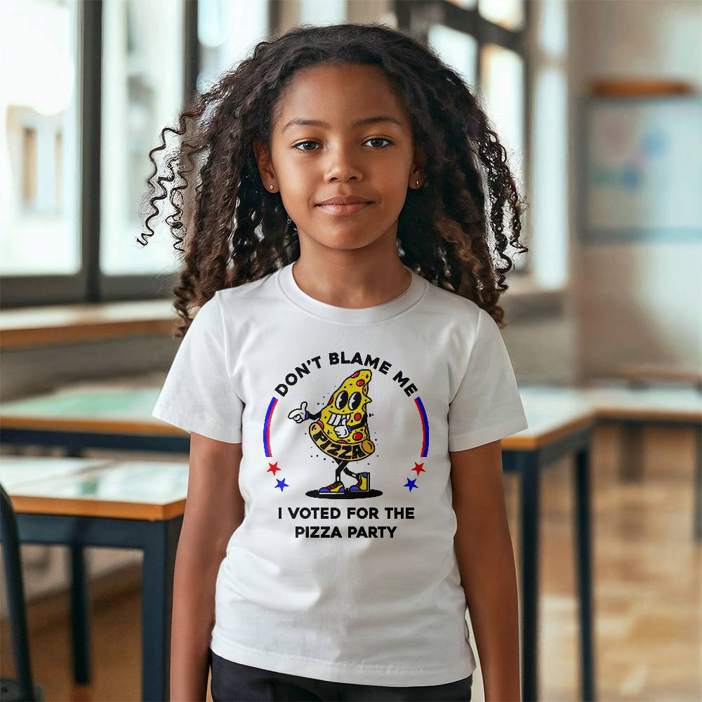 Jewelry Youth Sized White T-shirt ~ Don't Blame Me, I Voted For The Pizza Party. Funny Political Parody kids shirt GiftsByJeff Gifts By Jeff Pittsburgh PA